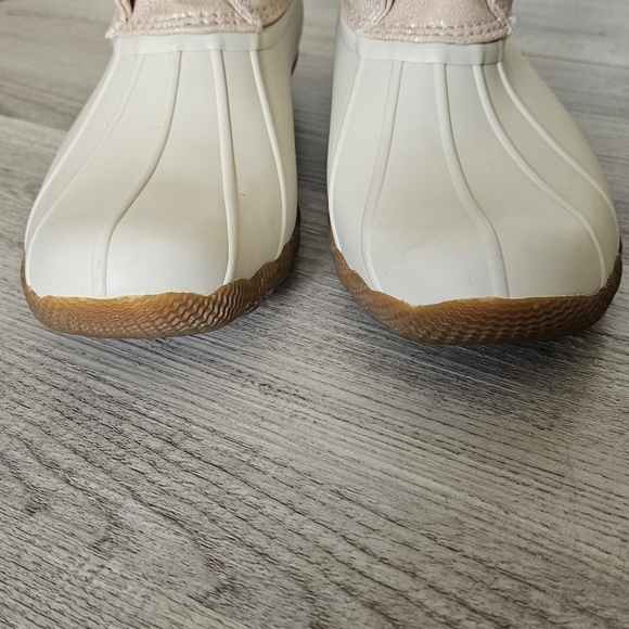 Sperry Topsider Saltwater Oat/Gold Waterproof Duck Booties Rain Boots Womens 9.5 - Picture 8 of 12
